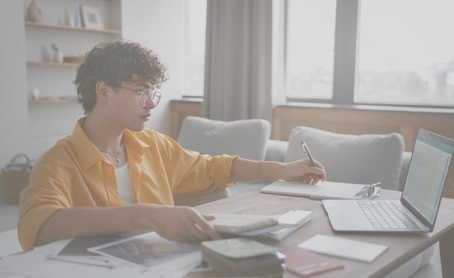 Modern office environment with financial professionals collaborating on budget analysis